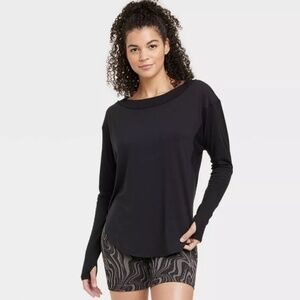 Joy Lab Black Trendy Thumb Hole Sleeve‎ Stretchy Tunic top XXL